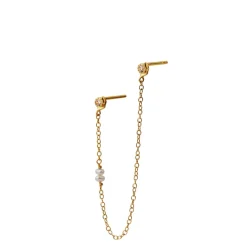 Stine A ørering - 1337 Twin Flow W. Stones, Chain & Pearls guldbelagt