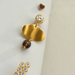 Stine A ørestik - 1181 petit love heart mocha enamel guldbelagt