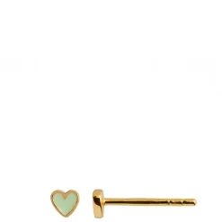 Stine A ørestik - 1181 Petit Love Heart mint green enamel guldbelagt